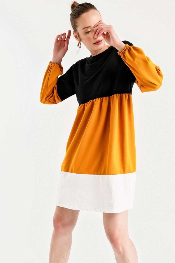 Gabria Büzgülü Renkli Elbise - Image 1