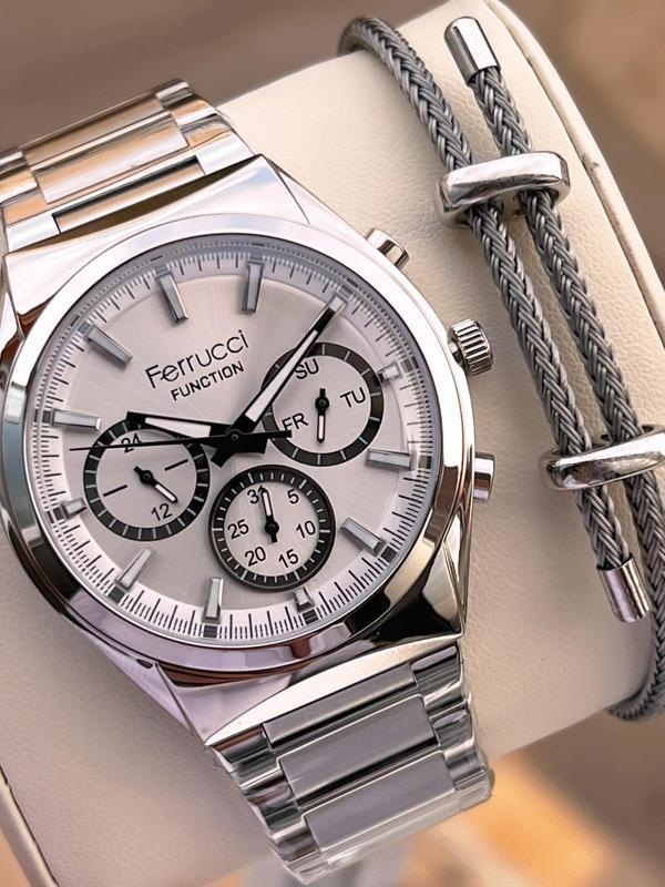 Ferrucci 2 Yıl Garantili Çelik Kordon İç Kadran Özellikleri Aktif 3 Atm Erkek Kol Saati EF.03517.3 - Image 1