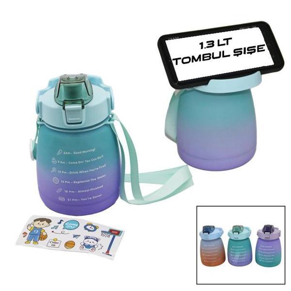 1.3LT - TOMBUL PİPETLİ RENKLİ PLASTİK SULUK MATARA KİLİTLİ KAPAKLI - TELEFONLUKLU (5365) - Image 1