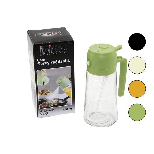 2İN1=SPREYLİ - AKITMALI CAM YAĞDANLIK 450ML KİLİTLİ KAPAKLI - SÜRAHİ MODELİ (5365) - Image 1