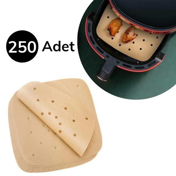 250 Adet Air Fryer Pişirme Kağıdı Tek Kullanımlık Hava Fritöz Yağ Geçirmez Yapışmaz Gıda Pişirme Kağ - Image 1