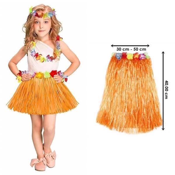 Hawaii Hula Eteği Turuncu Renk 40 cm (5365) - Image 1