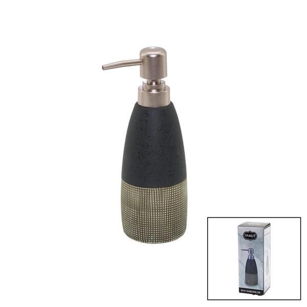 ANTRASİT GRİ - KREM MAT DESEN SERAMİK SIVI SABUNLUK (5365) - Image 1