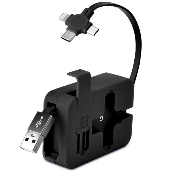 Cep Tipi Telefon Tutuculu Makaralı Uzayıp Kısalabilen 3'ü 1 Arada USB Şarj Kablosu (5365) - Image 1