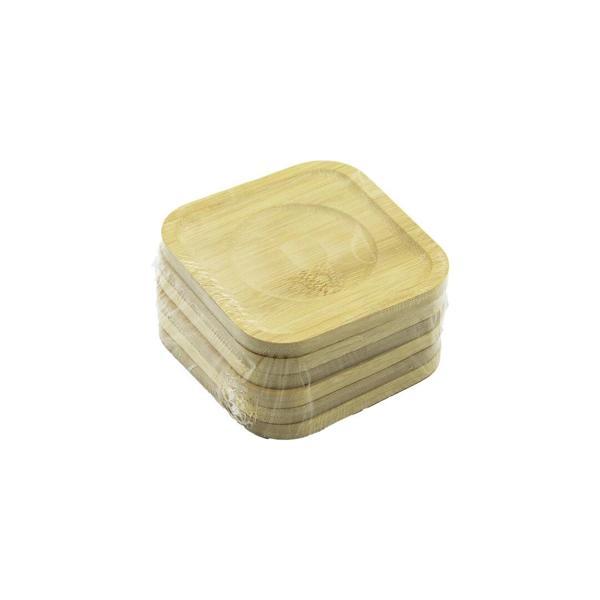 KARE= 9.7 X 9.7CM 6PCS BAMBU - AHŞAP ÇAY TABAK (5365) - Image 1