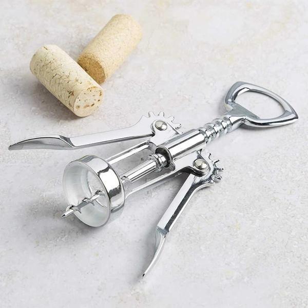 Krom Tirbuşon - 2 Fonksiyonlu Paslanmaz Metal (5365) - Image 1