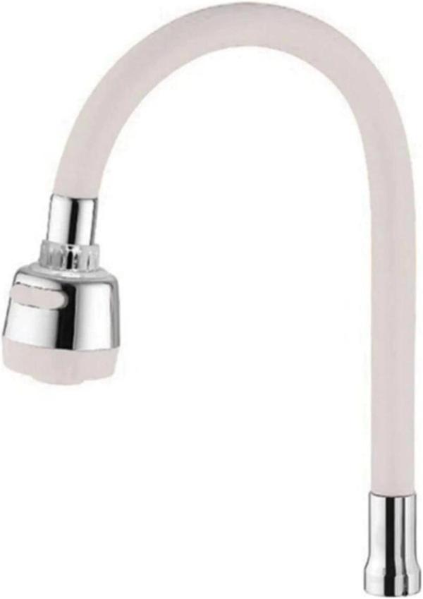 Renkli Silikonlu Oynar Başlıklı 2 Fonksiyonlu Spiral Musluk Başlığı - Beyaz (5365) - Image 1