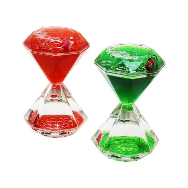 RENKLİ SULU   ELMAS ŞEKİL  KUM SAATİ  MİKA KRİSTAL PLASTİK   2PCS BALIKLI (5365) - Image 1