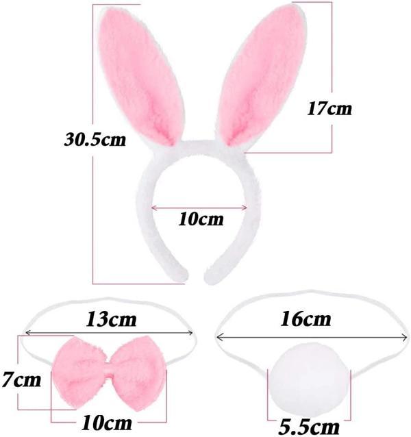 Tavşan Kostüm Seti Taç Papyon Kuyruk Pembe Renk (5365) - Image 1