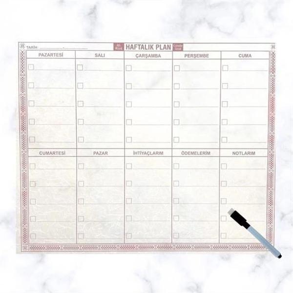 Şeffaf Kendiliğinden Yapışkanlı Kalemli Haftalık Planlayıcı 40cm-50cm (5365) - Image 1