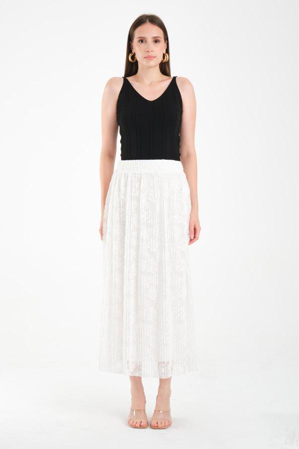 Dantel Pliseli Maxi Etek - Image 1