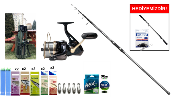 Okuma Alaris Light Tele Surf 420cm&Remixon Venom 8000 5+1BB Surf Seti  - Image 1