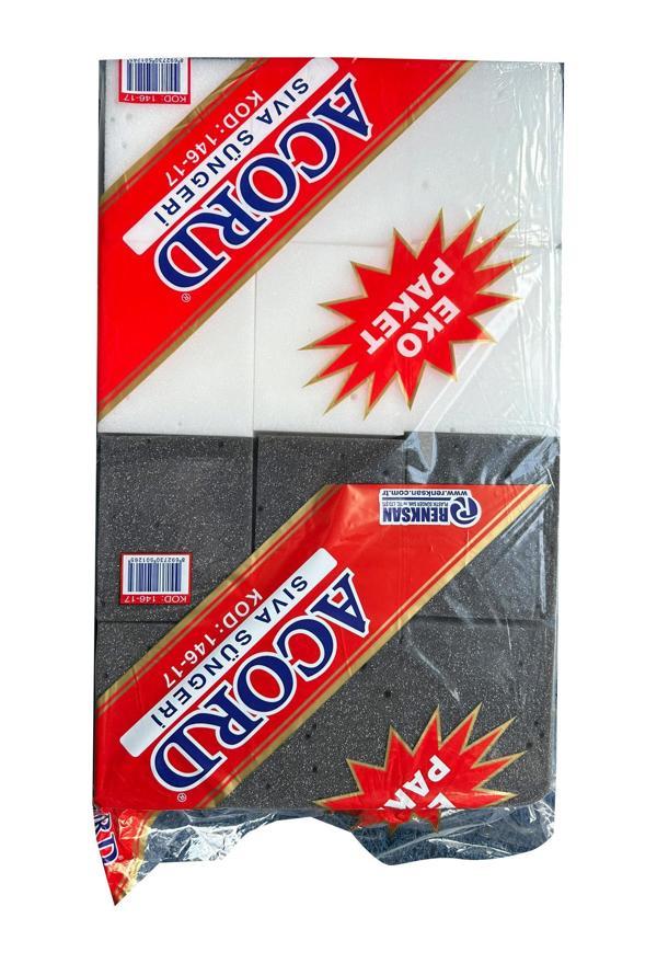 Acord 146-17 Sıva Sıvacı Temizlik İş Süngeri - 16x15x5 Cm. - Siyah-Beyaz - 24 Adetlik Paket - Image 1
