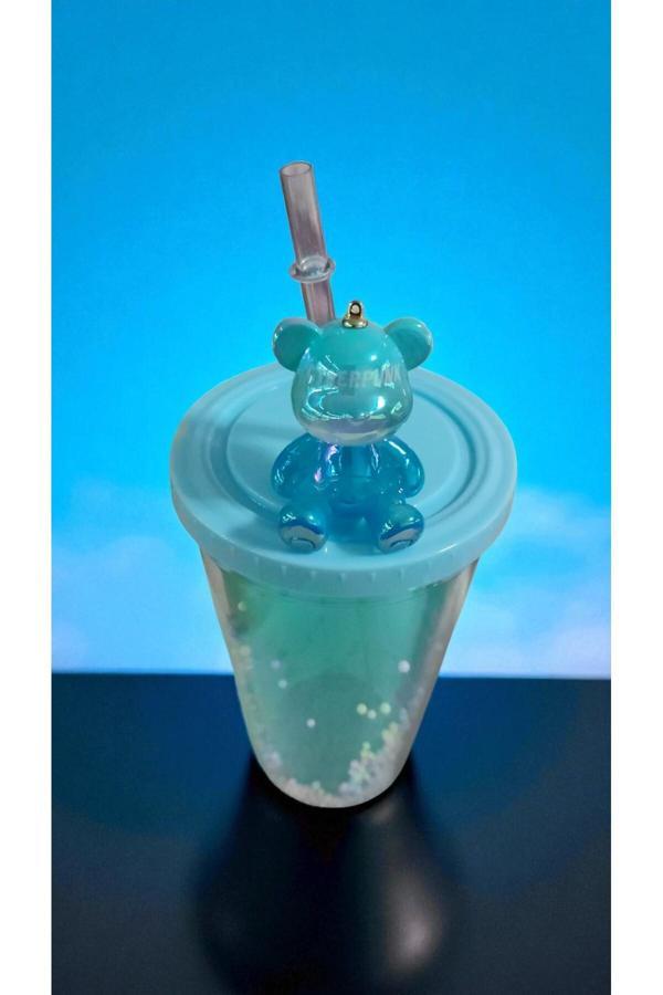 Famemus Accessory Ayıcıklı Işıksız Model Pipetli Matara Bardak - Image 1