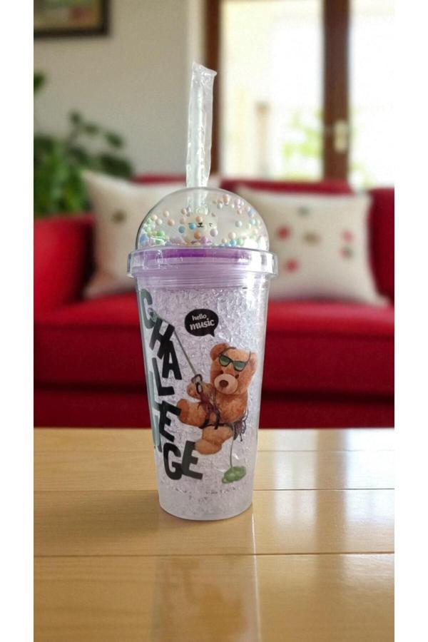 Famemus Accessory Sevimli Ayıcık Temalı Işıklı Pipetli Bardak - Image 1