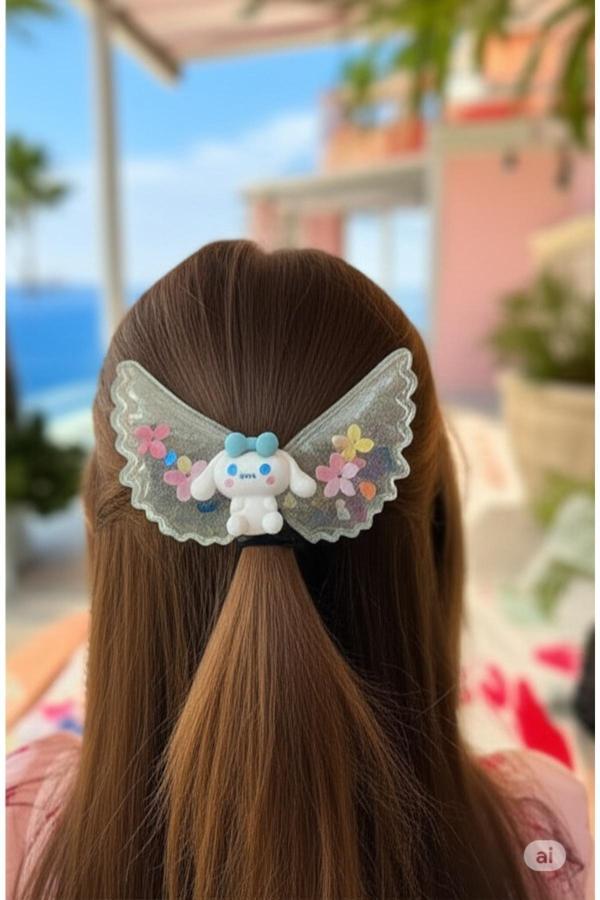 Famemus Accessory Sevimli Kanat Figürlü Cinnamoroll Tasarımlı Tokalı Aksesuar (8137) - Image 1