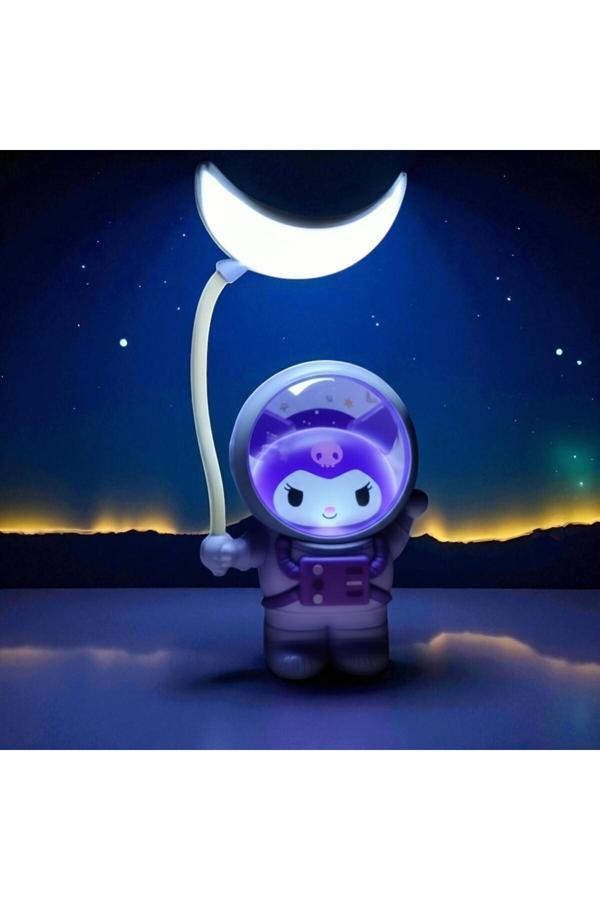 Famemus Accessory Kuromi Uzay Temalı Gece Lambası – Ay Şekilli Led Işıklı Dekoratif Lamba - Image 1