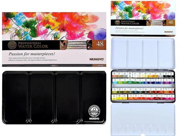 Supertrend Profesyonel Tablet Sulu Boya Seti 48 Renk Yarım Boy Metal Kutu - Image 1