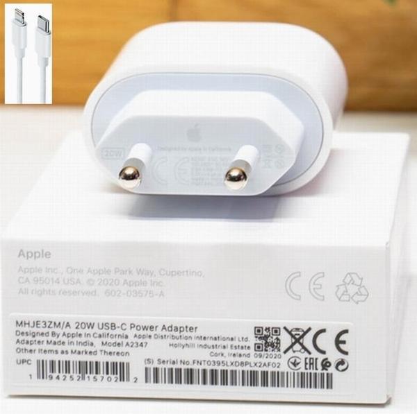 Orjinal Apple iPhone Uyumlu 20W Hızlı Şarj Aleti Seti USB-C MHJE3TU-A + MQGJ2ZM/A (Kablo Dagil) Garantili - Image 1