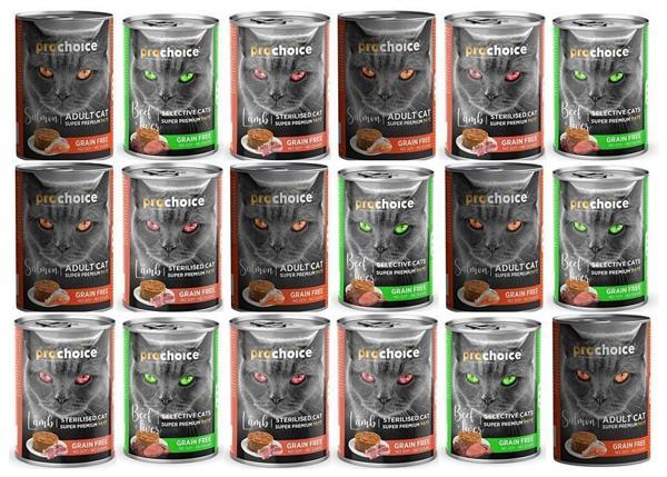 Pro Choice Somon-Kuzu-Biftek Aromalı Karışık Yetiskin Kedi Konservesi 400gr*18 Adet - Image 1