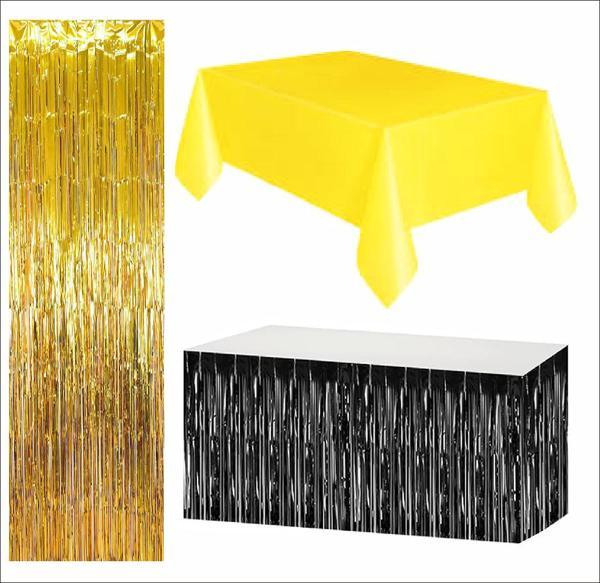 Sarı Masa Örtüsü, Siyah Masa Eteği, Gold Arka Fon - Image 1