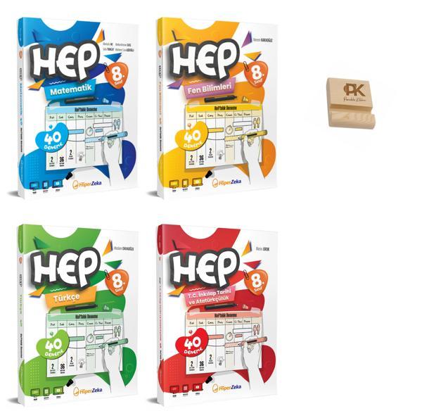 Hiper LGS 8. Sınıf Haftalık HEP Matematik Fen Türkçe ve İnkılap 4lü Denemeleri + Telefon Standı - Hiper Zeka - Image 1