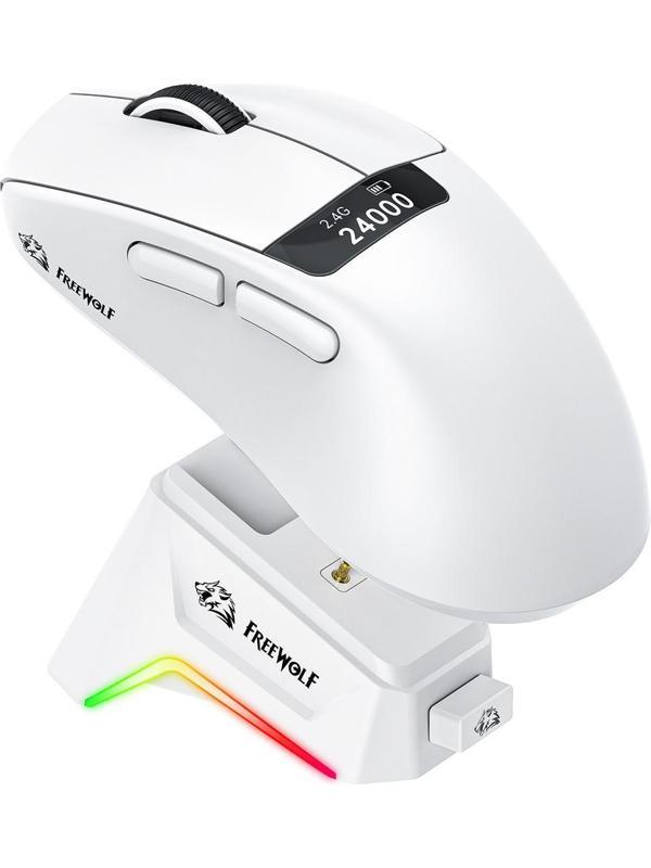 Freewolf A7 Üç Modlu Kablosuz Fare Hafif PAW3311 Oyun Bt Ekranlı Fare Rgb Şarj Tabanlı Fare - Image 1