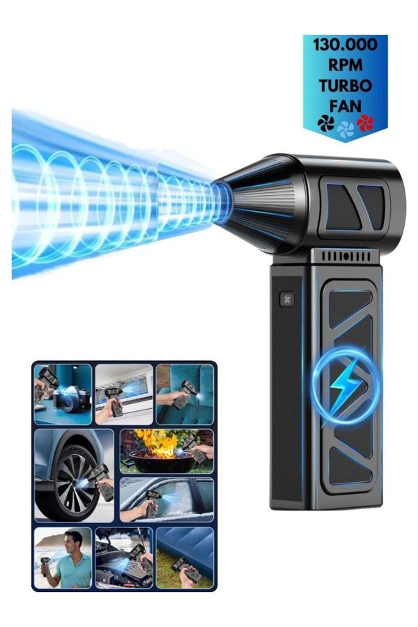 Araç Ev ve Elektronik Temizliği İçin Güçlü Şarjlı Hava Üfleme Makinesi 130.000 RPM Turbo Fan Blower - Image 1