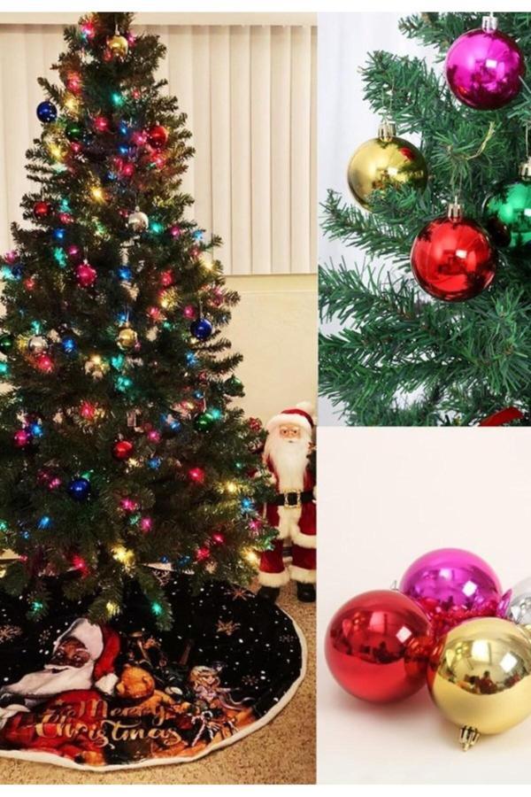 Renkli Parlak Şık 12’li Yılbaşı Çam Ağacı Topları Süsleri 3 cm Noel Çam Ağacı Süsü Ev ve Ofis Dekoru - Image 1