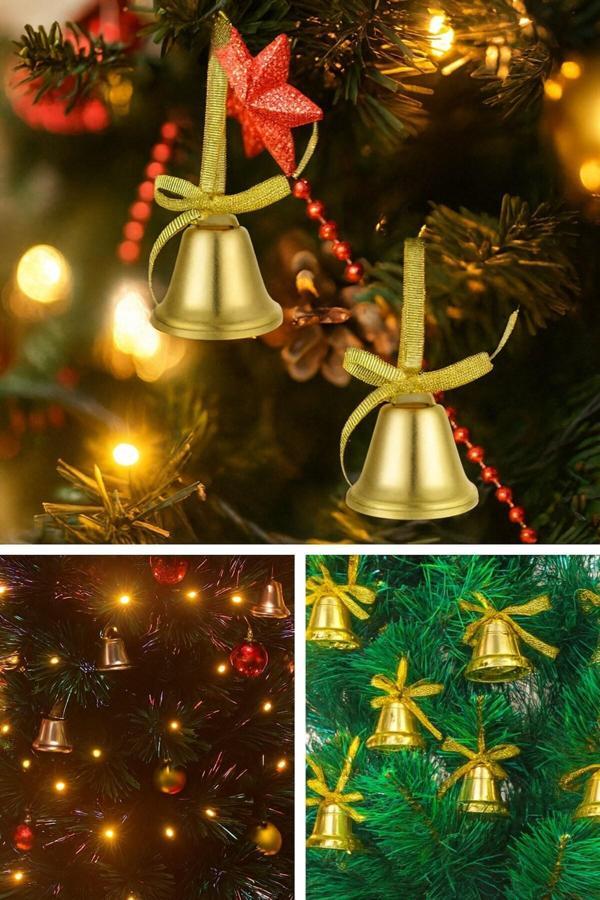 Noel Çam Ağacı Süsü 12’li Sarı Kurdeleli Çan Zili Şık Yılbaşı Çam Ağacı Süsleri 3 Cm Ev Ofis Dekoru - Image 1