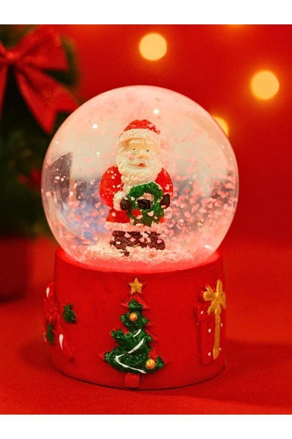 Yeni Yılın En Güzel Hediyesi 2026 Yılbaşı Temalı Noel Baba Figürlü Led Işıklı 9 cm Kar Küresi - Image 1