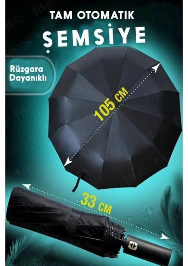 10 Telli Otomatik Şemsiye Rüzgara Dirençli Emniyetli Geniş ve Dayanıklı Tasarım Tam Otomatik Şemsiye - Image 1