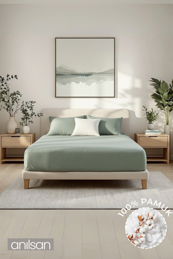 Düz Mint Yeşili King Ranforce Çarşaf Seti %100 Pamuk (Çarşaf+Yastık Kılıfı) - Image 1