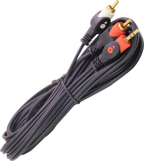 POWERMASTER 1. KALİTE 2 RCA ERKEK + 3.5 MM STEREO ERKEK GOLD 5 METRE KABLO - Image 1