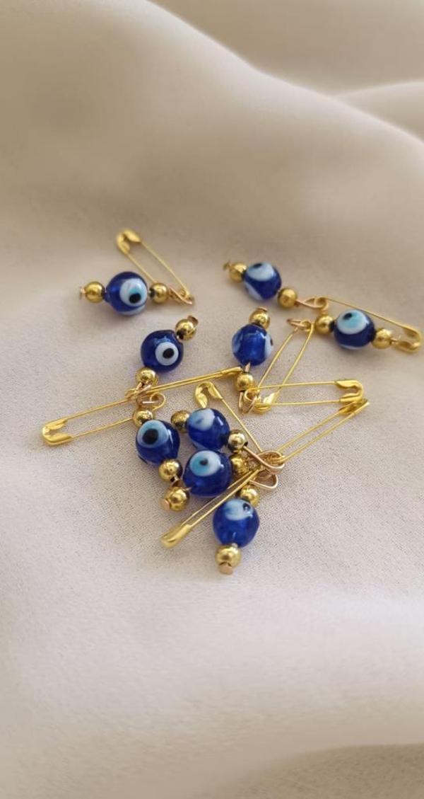 10 Adet 0.8 mm Maşallahlık İğneli Cam Nazar Boncuğu  - Image 1