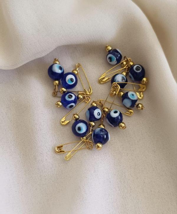 10 Adet 10 mm Maşallahlık İğneli Cam Nazar Boncuğu  - Image 1