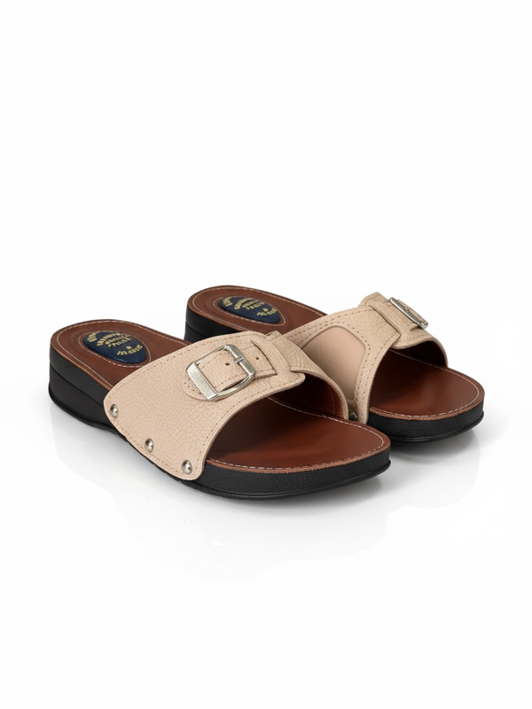 Hipokrat HP450 Hakiki Deri Halluks Ve Jelli Topuk Dikeni Terliği Kemik Çıktısı Günlük Kadın Terlik - Image 1