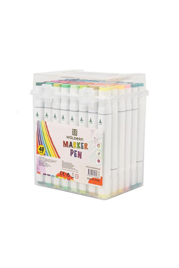 Waldern Premium 48'li Çift Taraflı Kalem Seti Plastik Taşıma Ve Koruma Çantalı - Image 1