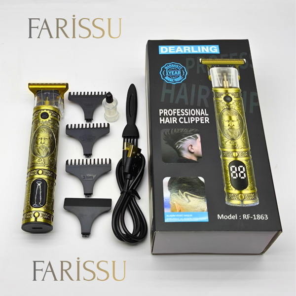 Dearling RF-1863 Antika Tasarım Profesyonel Kablosuz Saç Sakal Traş Makinesi - Image 1