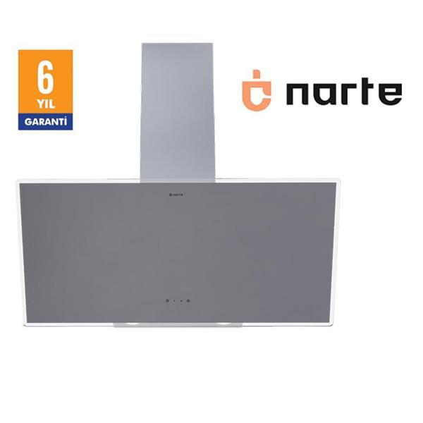 NARTE-H20190S 90CM GRİ CAM EĞİMLİ DAVLUMBAZ - 6 YIL GARANTİLİ - Image 1