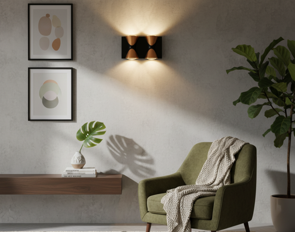 Kendal KDA740 MERKÜR LED APLİK 4W 360 Lümen SİYAH- GOLD - Gün Işığı - Image 1