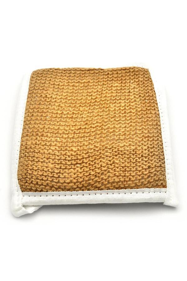 Doğal Jüt İp Eldiven Tipi Kare Banyo Lifi Hamam Vücud Kesesi 16x20 cm. - Image 1