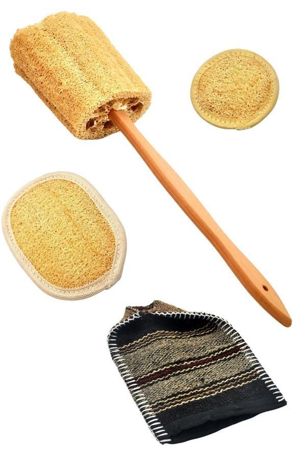 Doğal Kabak Lifi 4`lü Banyo Hamam Kese Seti (Yüz + Vücud + Sırt) - Set9 - Image 1
