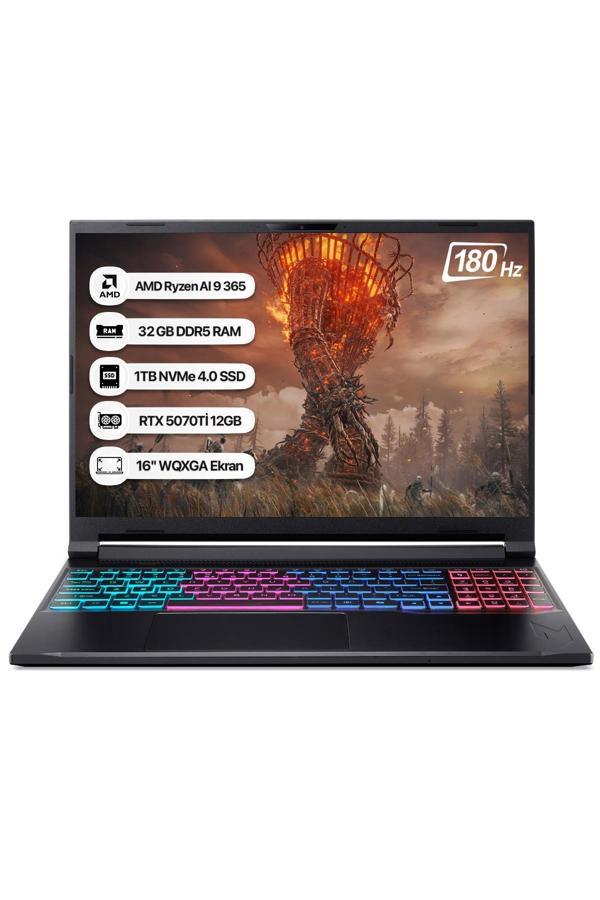 Acer Nitro 16S NH.U07EY.001-32 Ryzen AI 9 365 32GB 1TB SSD RTX5070Tİ-12GB 180Hz 16 WQXGA Dos Taşınabilir Bilgisayar - Image 1
