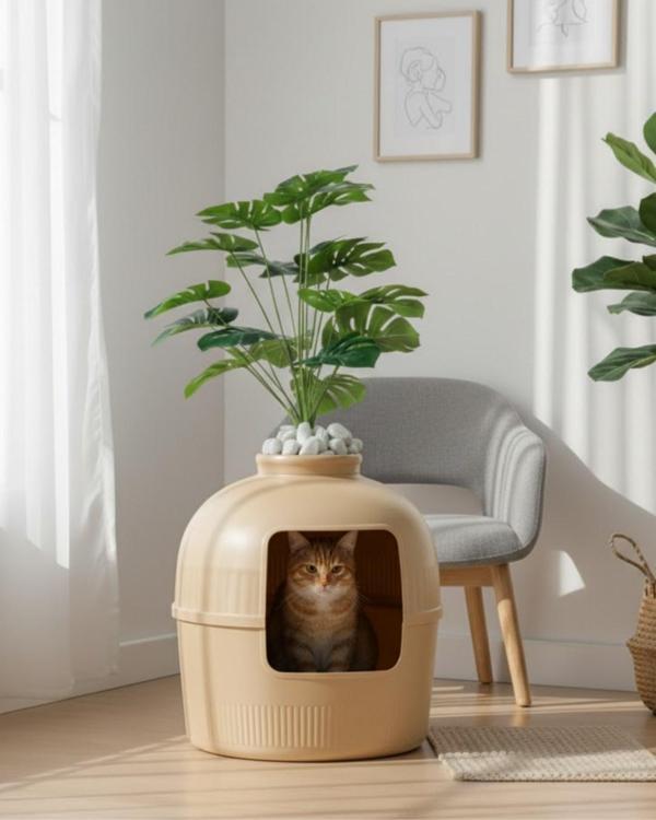 Reyo Dekorapet Dekoratif Kedi Tuvaleti Latte - Image 1