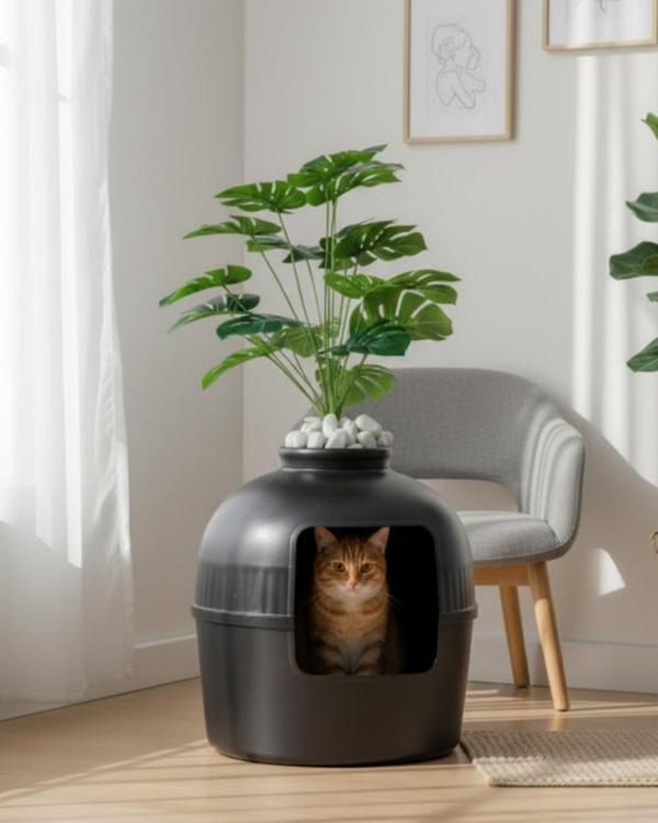 Reyo Dekorapet Dekoratif Kedi Tuvaleti Siyah - Image 1