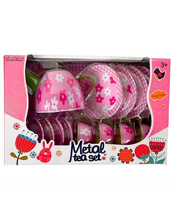 Şimşek Toys Metal Çay Seti Pembe Çiçek Desen 620 C6 - Image 1