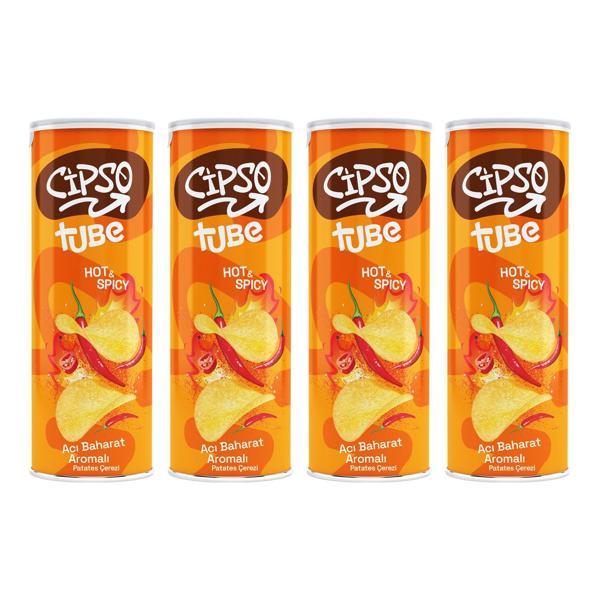 Cipso Tube Acı Baharat Aromalı  Cips 160 gr x 4 Adet - Image 1