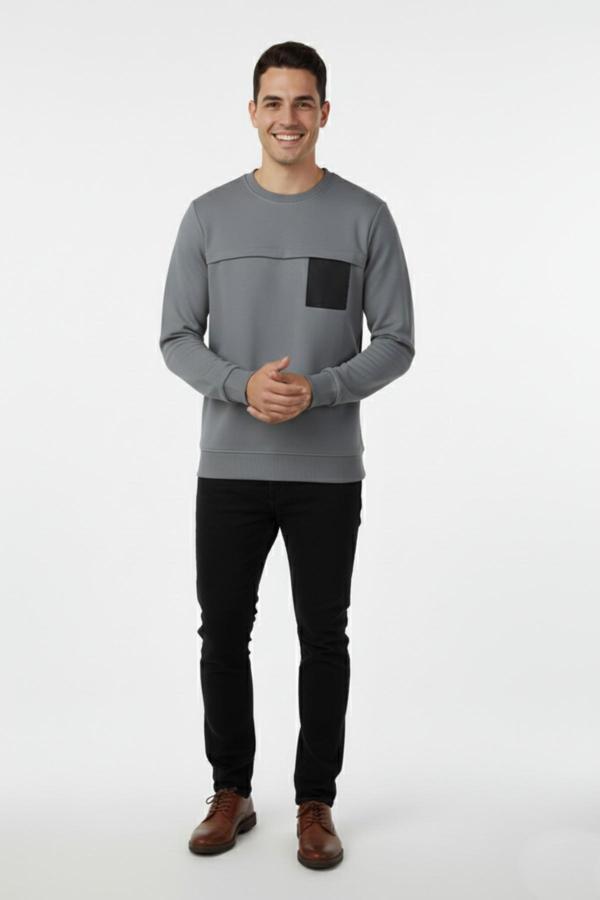 Erkek Mevsimlik Sıfır Yaka Sweatshirt BGL-ST04864 - Image 1