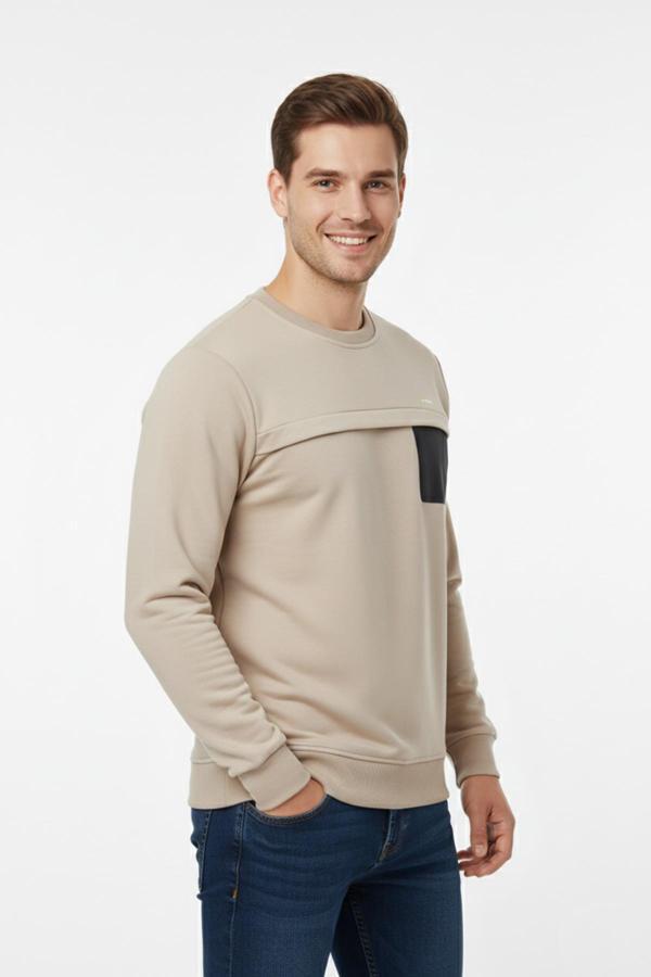 Erkek Mevsimlik Sıfır Yaka Sweatshirt BGL-ST04864 - Image 1